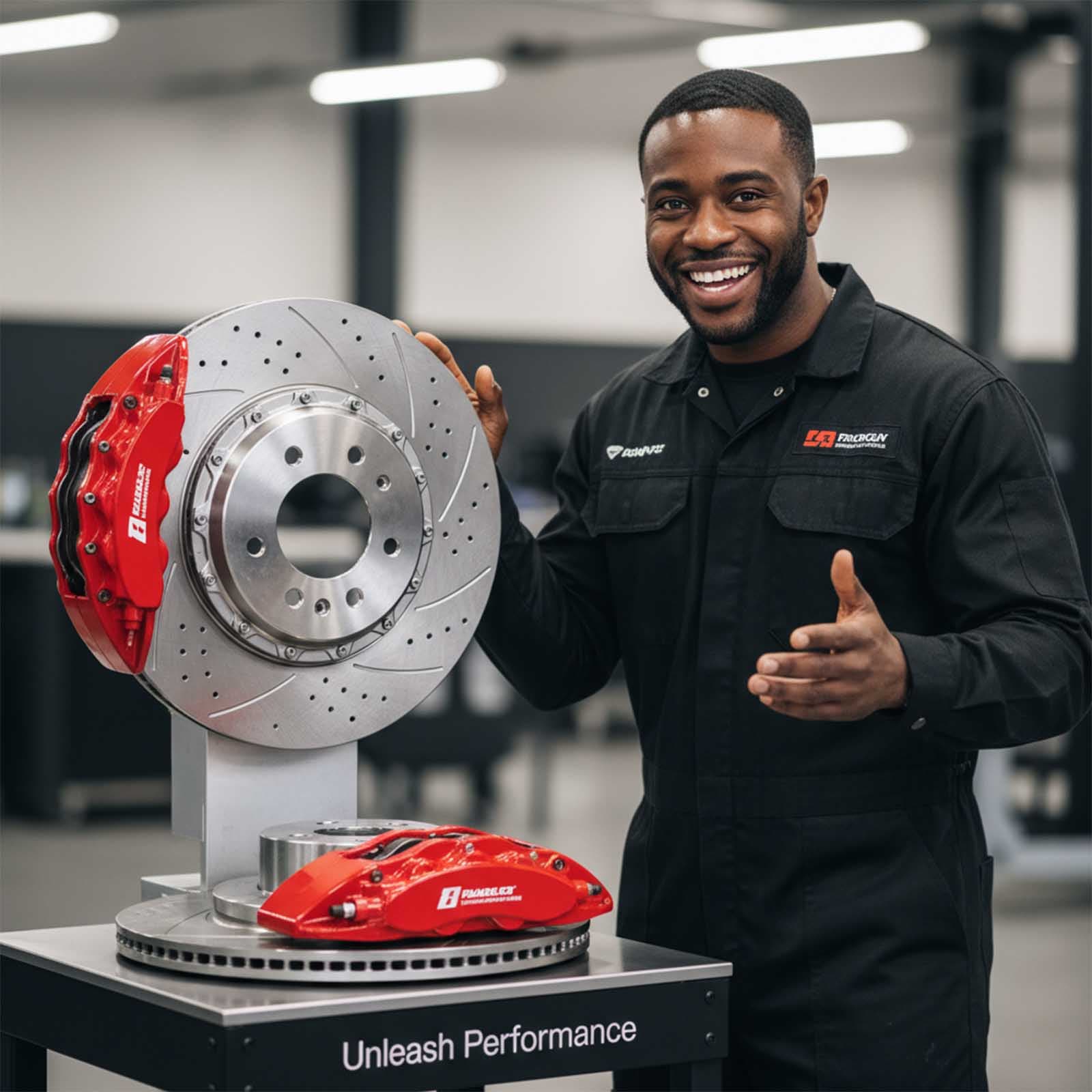 Satisfied garage owner with their Hobort delivery